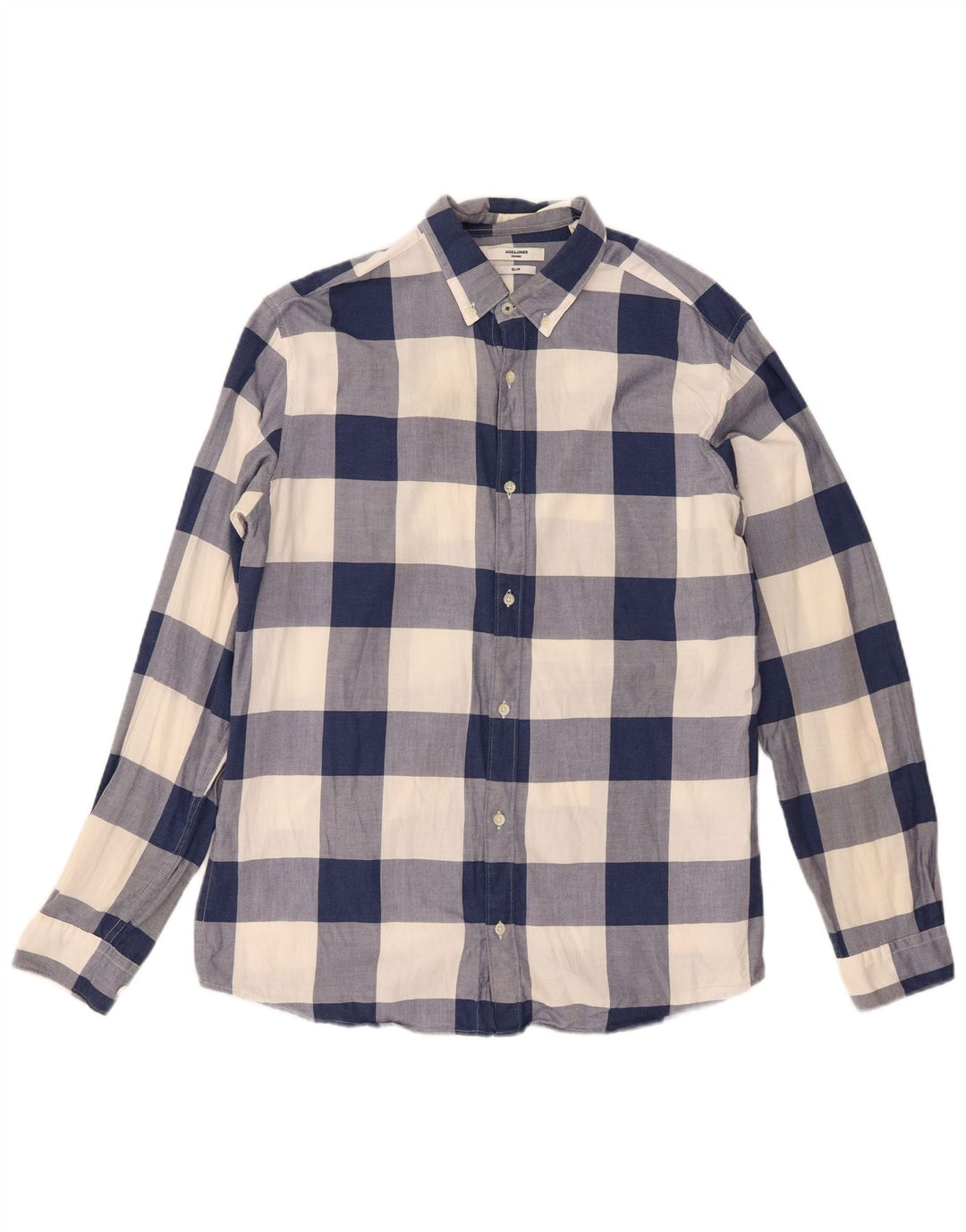Jack & Jones Herren-Flanellhemd mit schmaler Passform, groß, blau kariert, Baumwolle