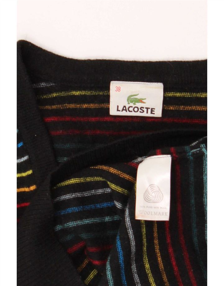 Lacoste Damen-Pullover mit V-Ausschnitt, Größe 38, mittelgroß, mehrfarbig gestreift