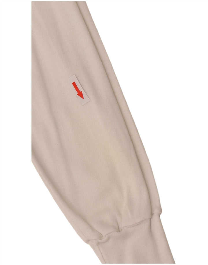 Vintage Damen-Oberteil mit Reißverschluss, langärmlig, UK-Größe 12, mittelweiße Baumwolle