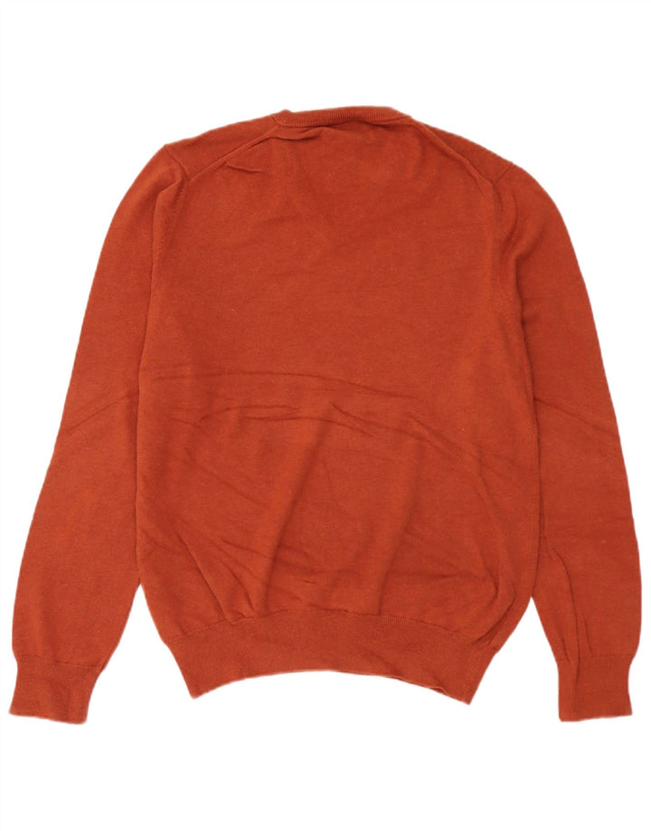 Marks & Spencer Herren-Pullover mit V-Ausschnitt aus mittelbrauner Baumwolle