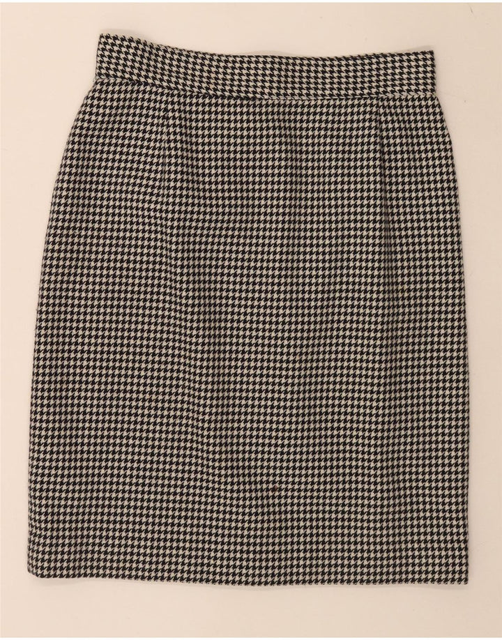 Vintage Damen 5-Knopf-2-teiliges Rock-Set IT 46 Large W28 Schwarzer Hahnentritt