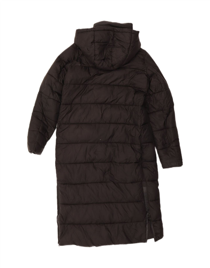 ZARA Damen Übergroßer, wattierter Mantel mit Kapuze, UK 10, Größe S, Schwarz, Polyester