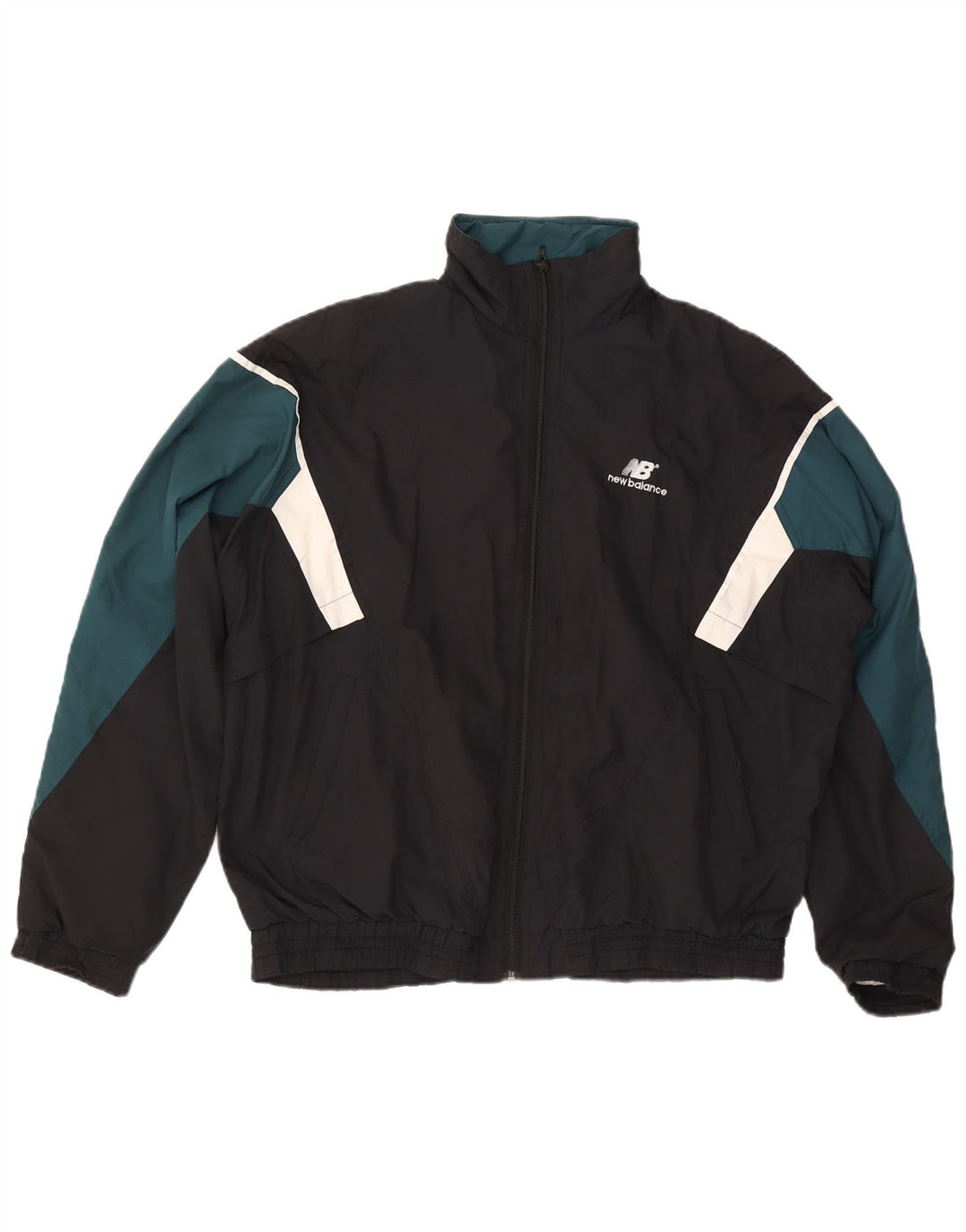 New Balance Herren-Trainingsanzugoberteil mit Grafik, Größe L, Schwarz, Farbblock