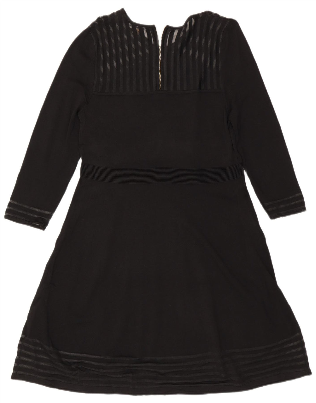 CALVIN KLEIN Damen Langarm-A-Linien-Kleid UK 18 XL Schwarz gestreift Rayon