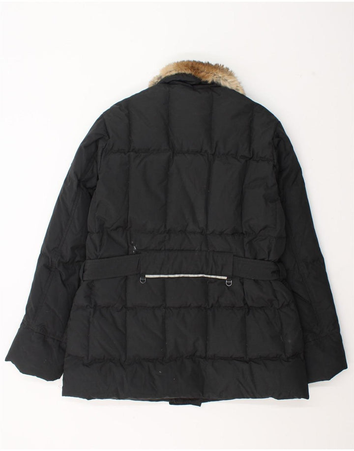 Vintage Damen Wattierte Jacke IT 48 XL Schwarz Polyamid