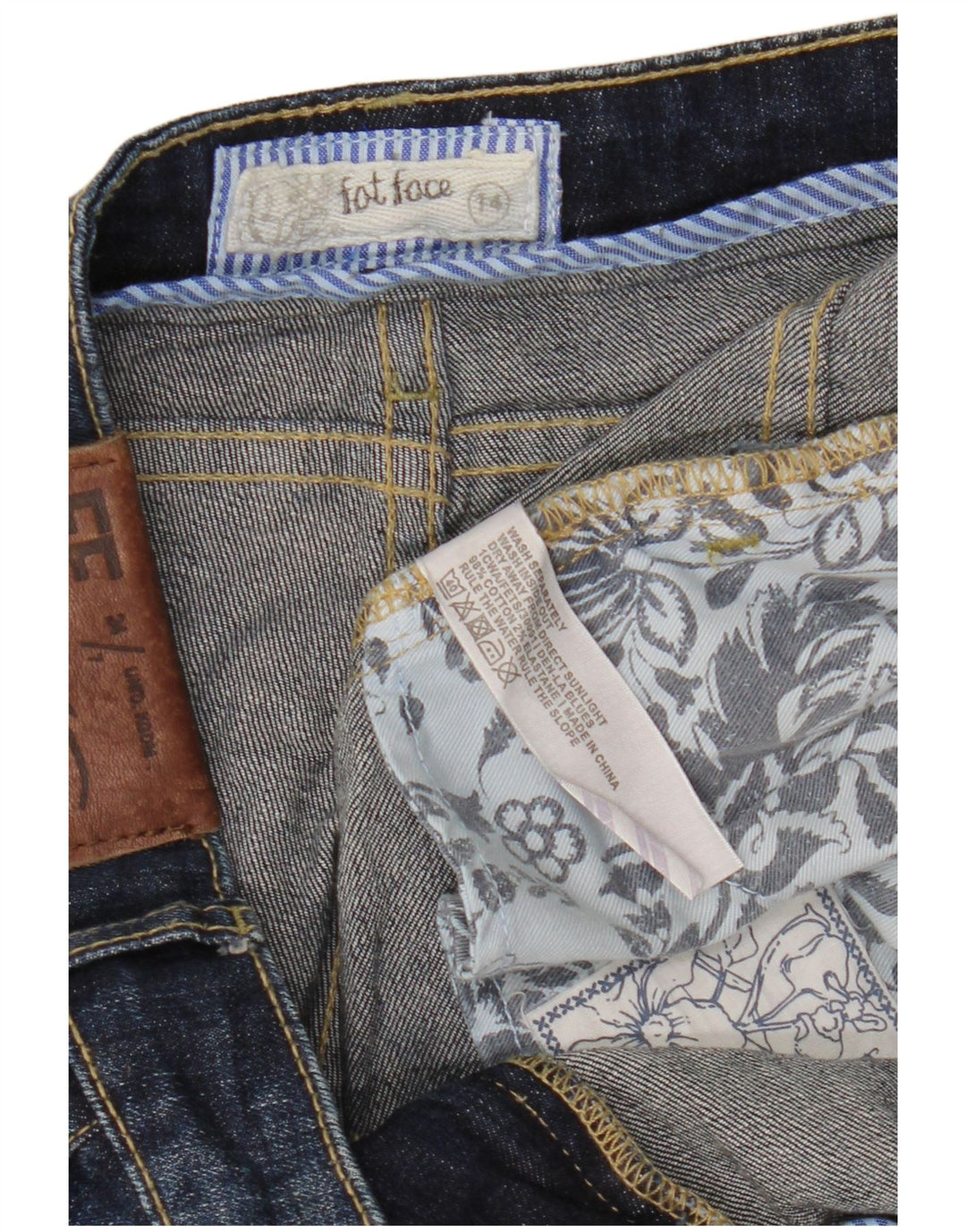 FAT FACE Damen-Cropped-Jeans, UK 14, Größe L, W34, L24, Marineblau, Baumwolle