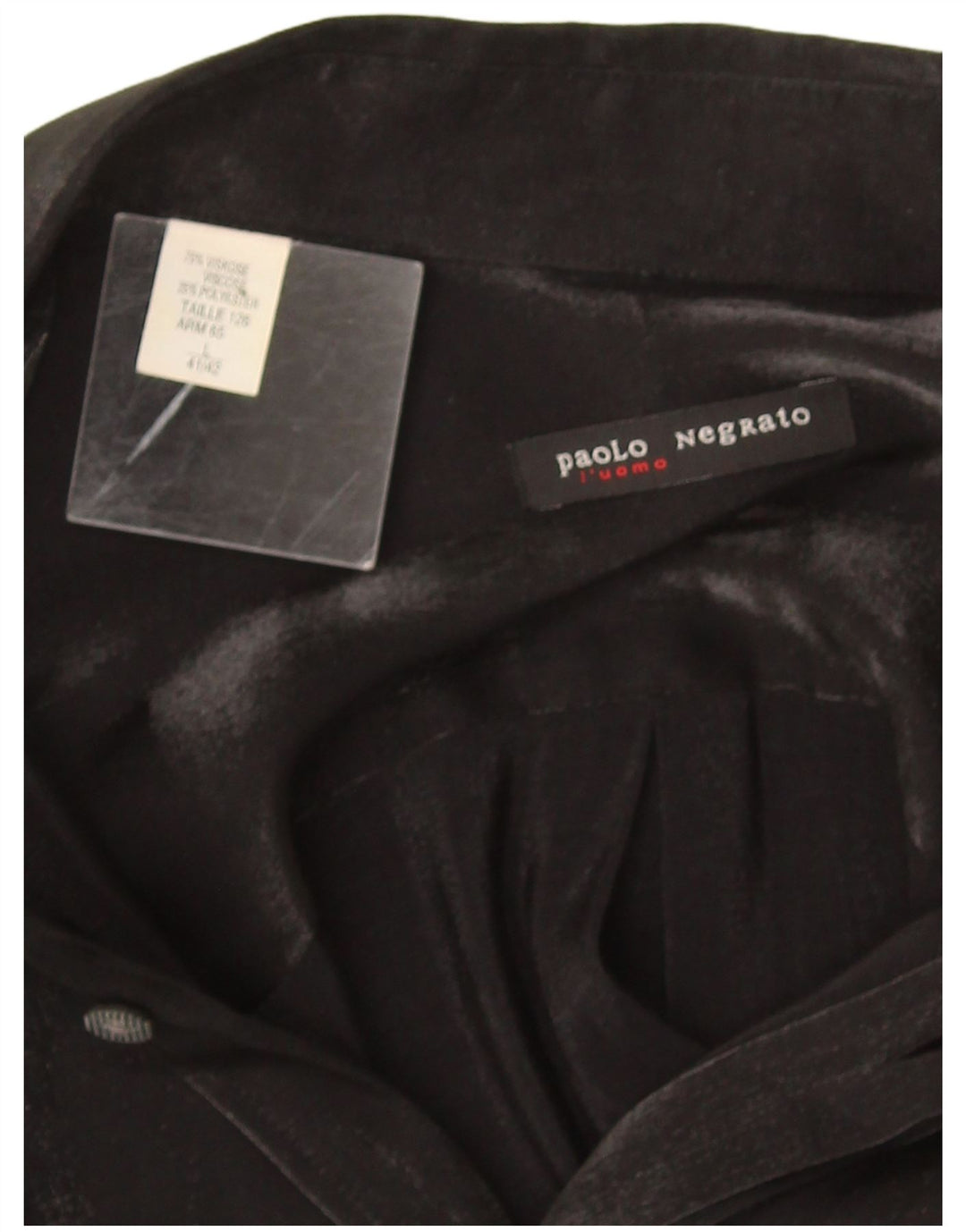 Paolo Negrato Herrenhemd Größe 41/42 Große schwarze Viskose