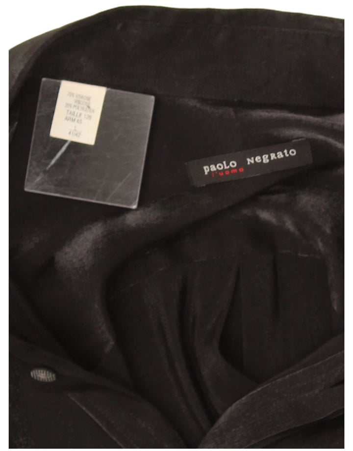 Paolo Negrato Herrenhemd Größe 41/42 Große schwarze Viskose