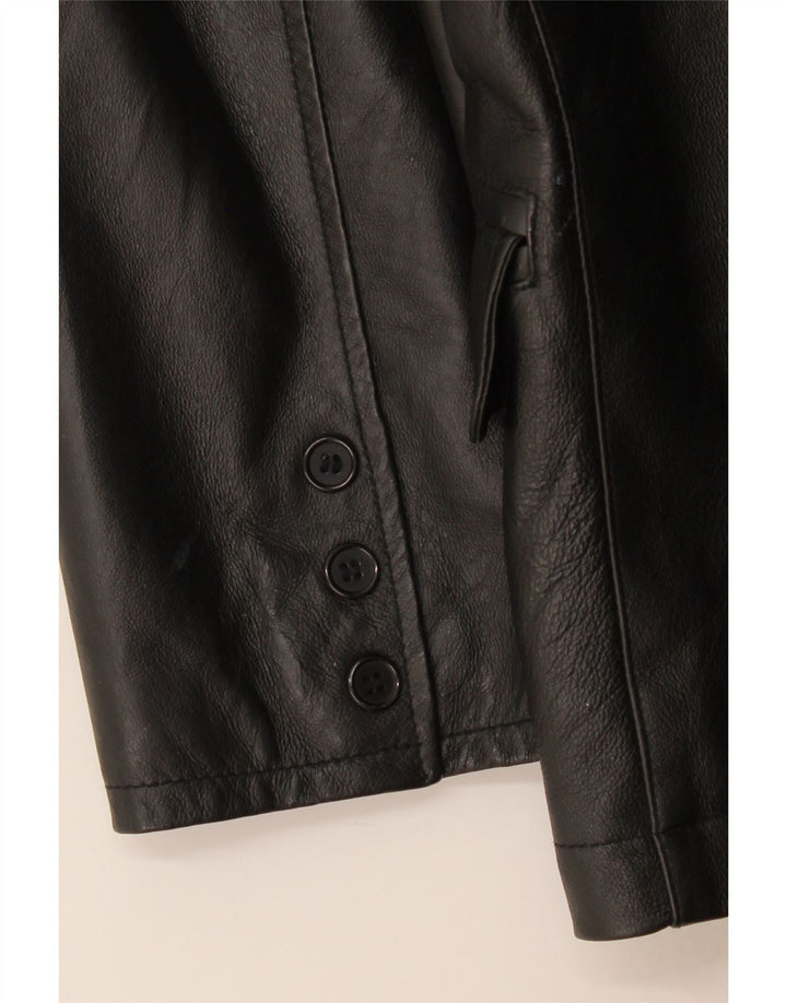 Metropolitan Herren-Blazerjacke aus Leder mit 3 Knöpfen, Größe IT 48, mittelschwarzes Leder