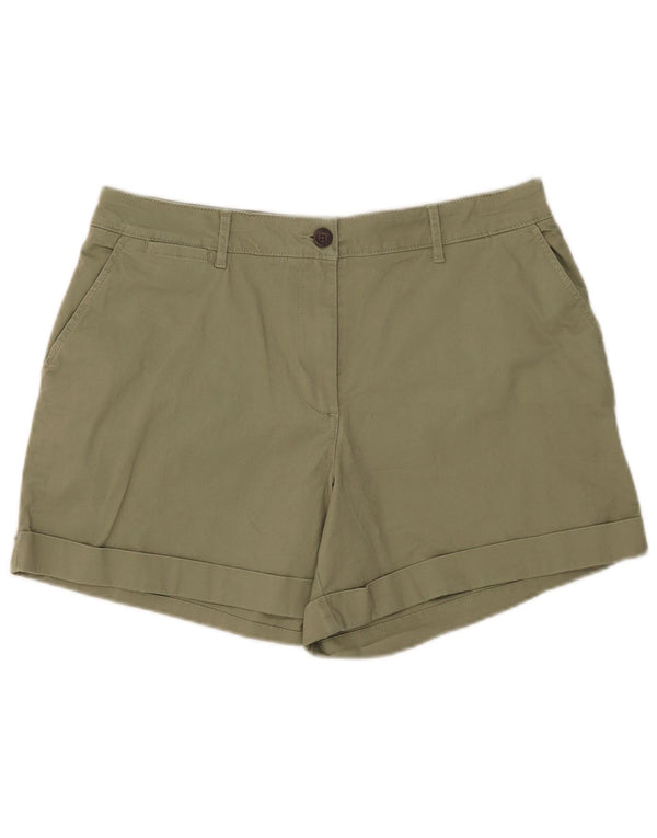 Crew Clothing Damen-Chinoshorts mit hoher Taille, UK 14, Größe L, W34, Khaki, Baumwolle