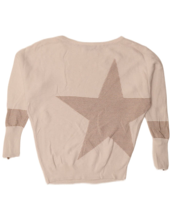 MINT VELVET Übergroßer Damen-Pullover mit U-Boot-Ausschnitt, UK 6 XS, weiß gestreift