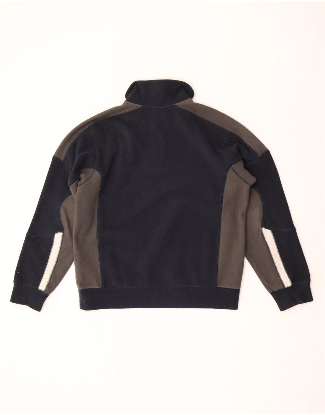 Diadora Herren-Fleecepullover mit Reißverschluss am Hals, Mittelgroßes marineblaues Farbblock-Polyester
