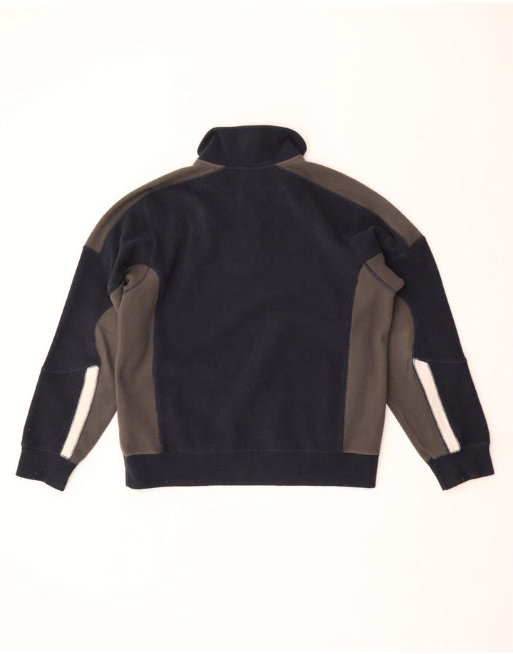 Diadora Herren-Fleecepullover mit Reißverschluss am Hals, Mittelgroßes marineblaues Farbblock-Polyester