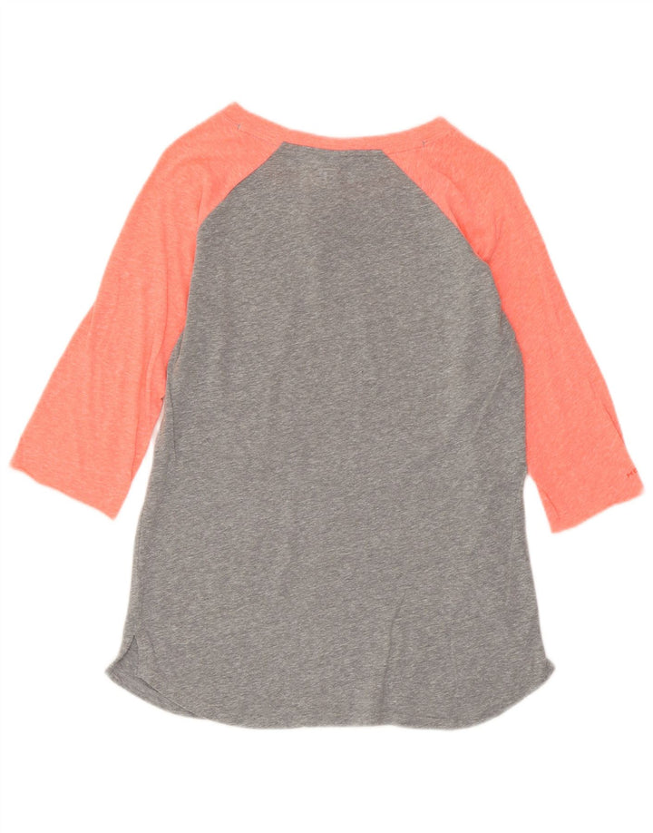 UNDER ARMOUR Damen Heat Gear Graphic Top 3/4 Ärmel UK 12 Mittelgrau