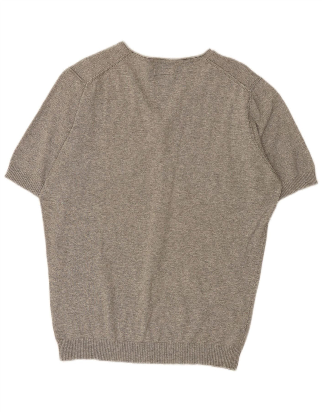 Zara Herren-Pullover, kurzärmelig, V-Ausschnitt, groß, grau gefleckt