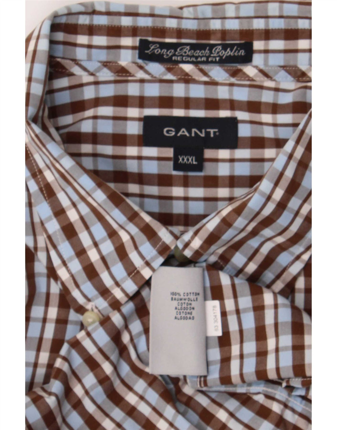 Gant Herren-Hemd, reguläre Passform, 3XL, braun kariert, Baumwolle