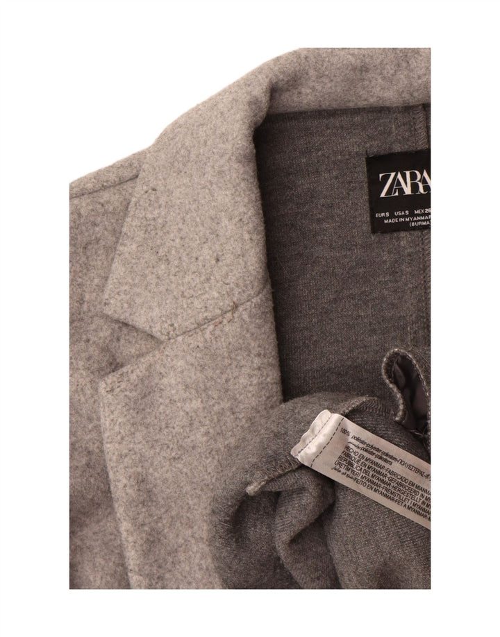 Zara Womens Open Overcoat UK 10 Small Grau Polyester