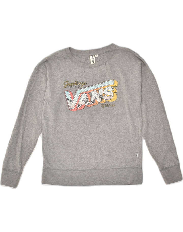 VANS Womens Graphic Sweatshirt Jumper UK 6 XS Grey Cotton | Vintage Vans | Thrift | Second-Hand Vans | Used Clothing | Messina Hembry 