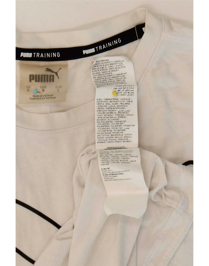 Puma Damen Grafik T-Shirt Top UK 16 Large Weiß Polyester