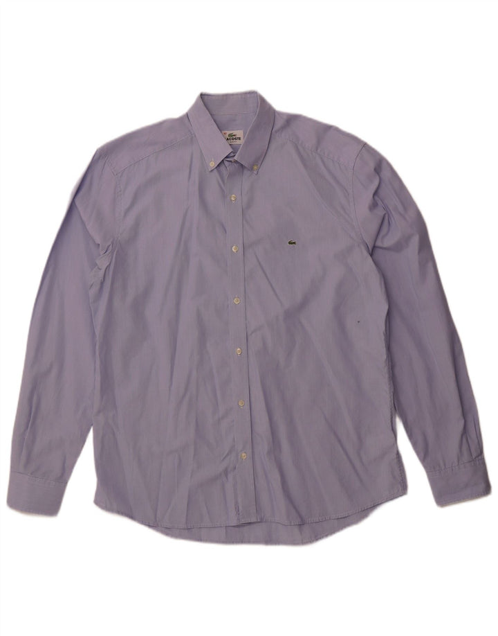 Lacoste Herren-Hemd mit schmaler Passform, Größe 42, große blaue Nadelstreifen-Baumwolle