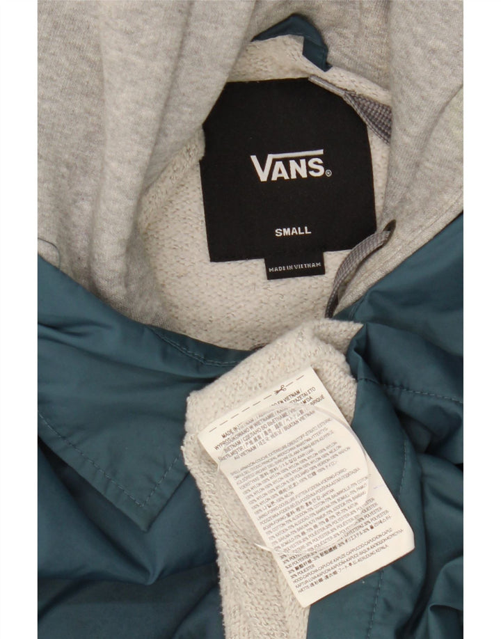 Vans Herren-Windbreakerjacke mit Kapuze, UK 36, Small, blaues Colourblock-Nylon