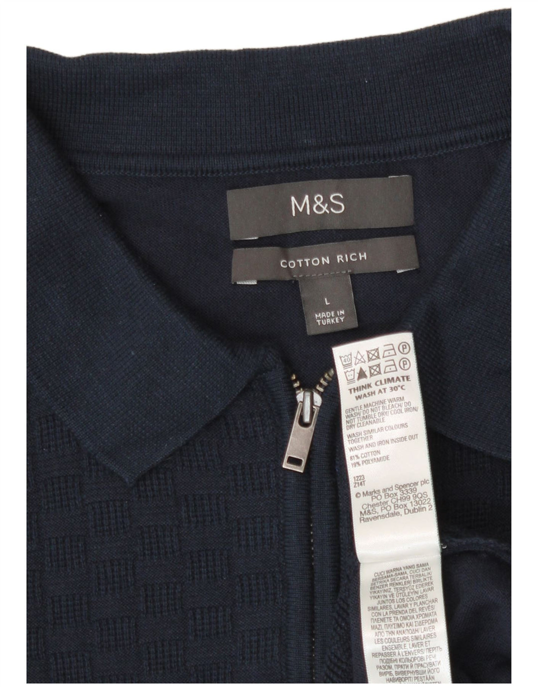 Marks & Spencer Herren-Pullover mit Rollkragen, groß, marineblau, geometrisch