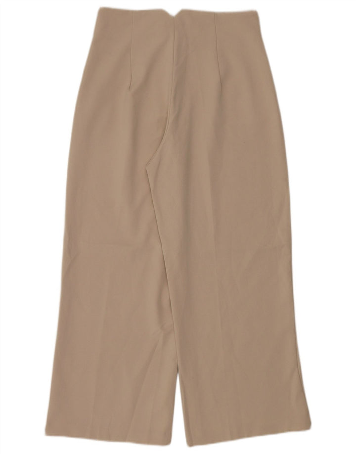Zara Damen-Hose mit weitem Bein, mittelgroß, W28, L26, Beige, Polyester