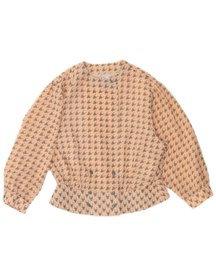 MARKWALD Damen Crop 3/4-Ärmel-Hemdbluse EU 40 Mittelrosa Hahnentrittmuster