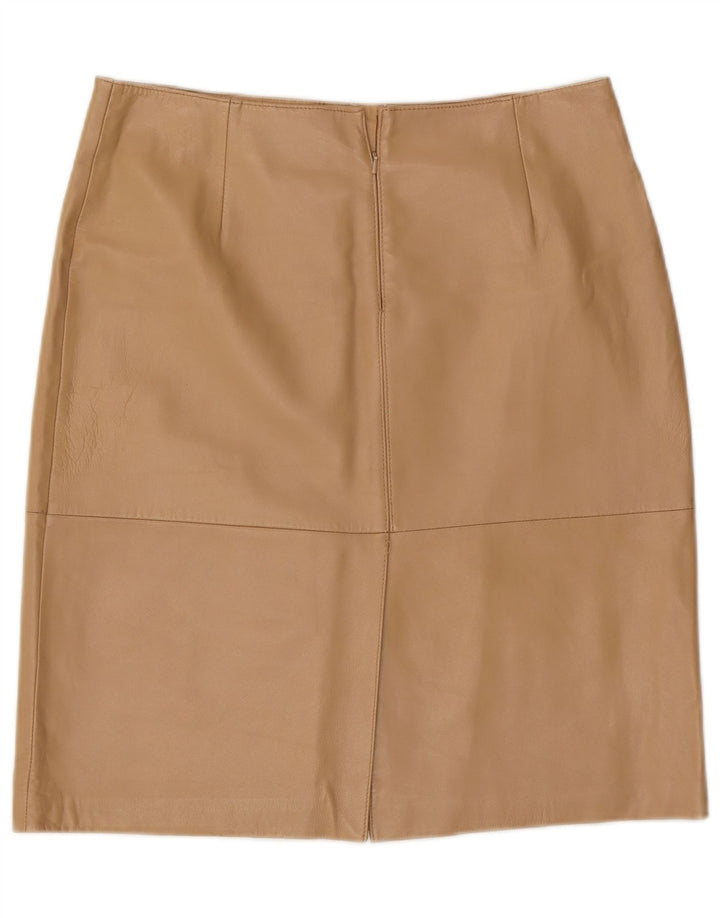 Stefanel Damen Lederrock IT 48 XL W34 Beige Leder