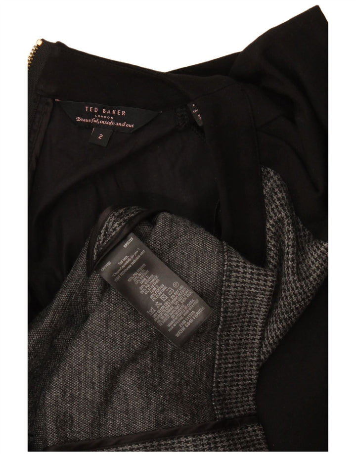 Ted Baker Damen, figurbetontes Kleid, Größe 2, S, Schwarz, Colourblock-Polyester