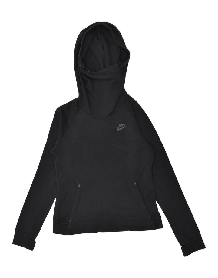 NIKE Womens Hoodie Jumper UK 8 Small Black Cotton | Vintage Nike | Thrift | Second-Hand Nike | Used Clothing | Messina Hembry 