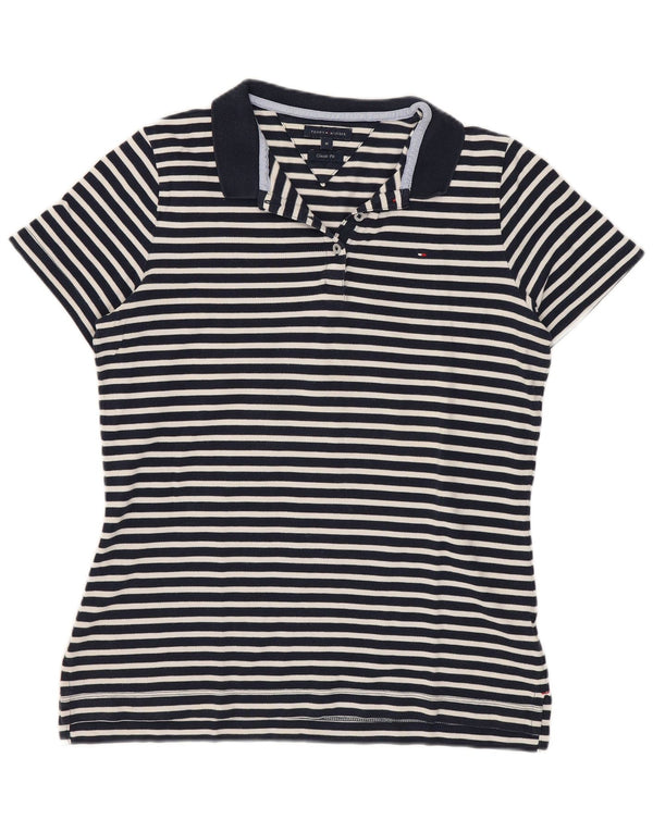 Tommy Hilfiger Damen-Poloshirt mit klassischer Passform, UK 12, mittelmarineblau gestreift