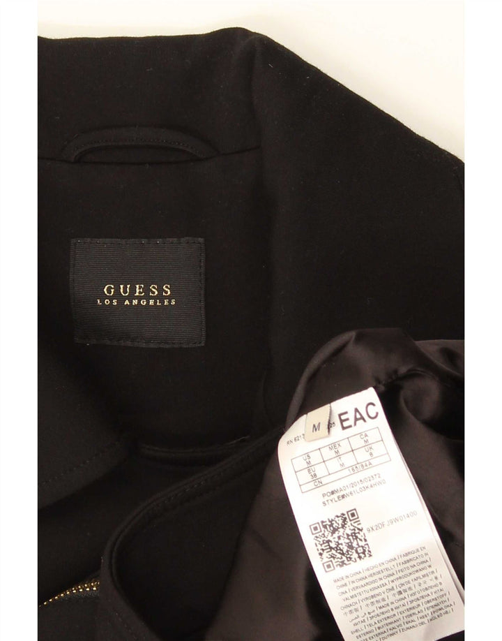 Guess Damen Crop Full Zip Blazer Jacke UK 8 Small Schwarze Viskose