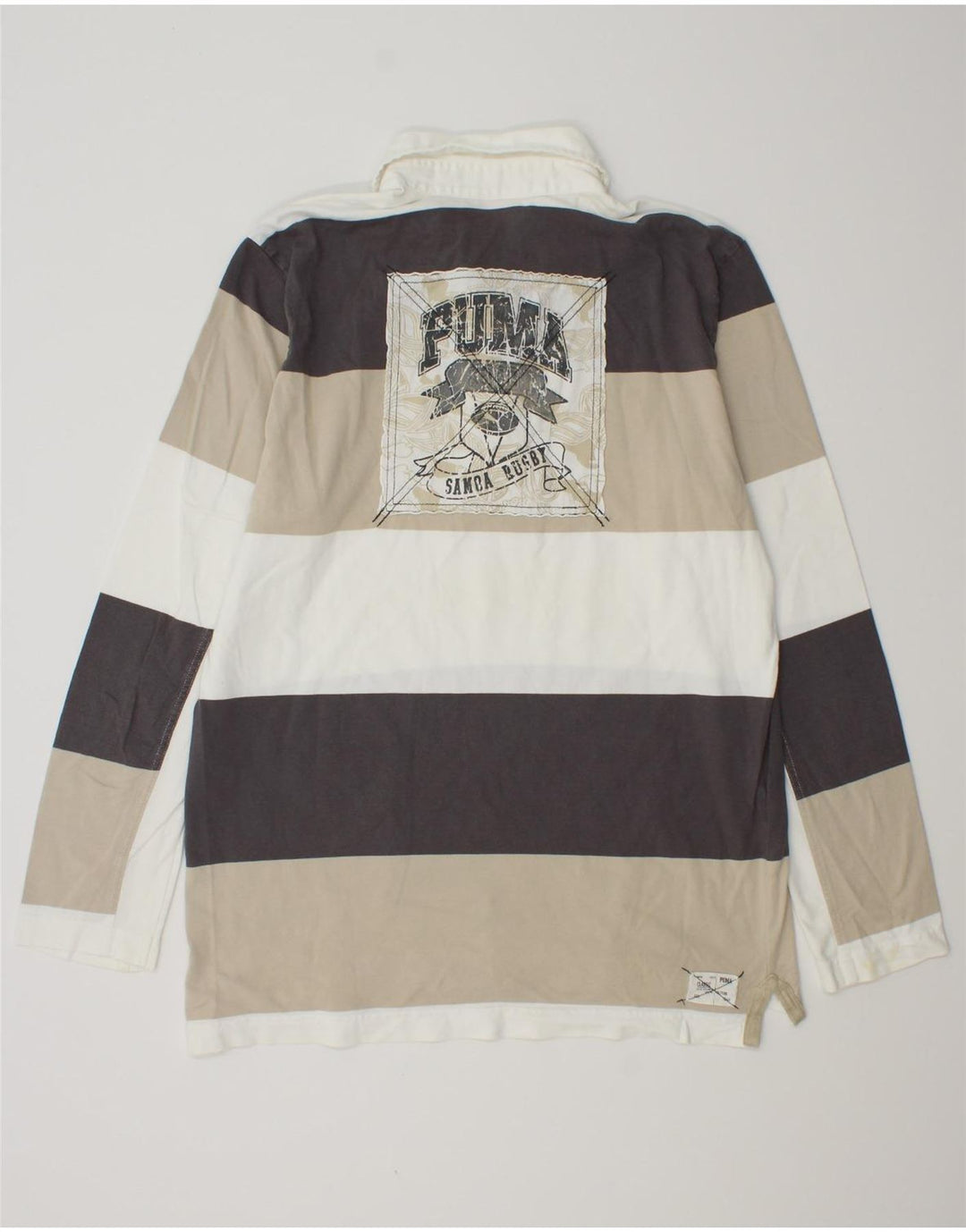 PUMA Herren Grafik-Langarm-Rugby-Poloshirt, groß, mehrfarbig, gestreift