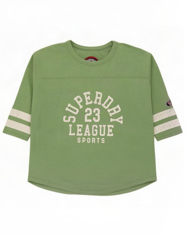 Superdry Damen Grafik-T-Shirt-Oberteil UK 10 Small Green Cotton