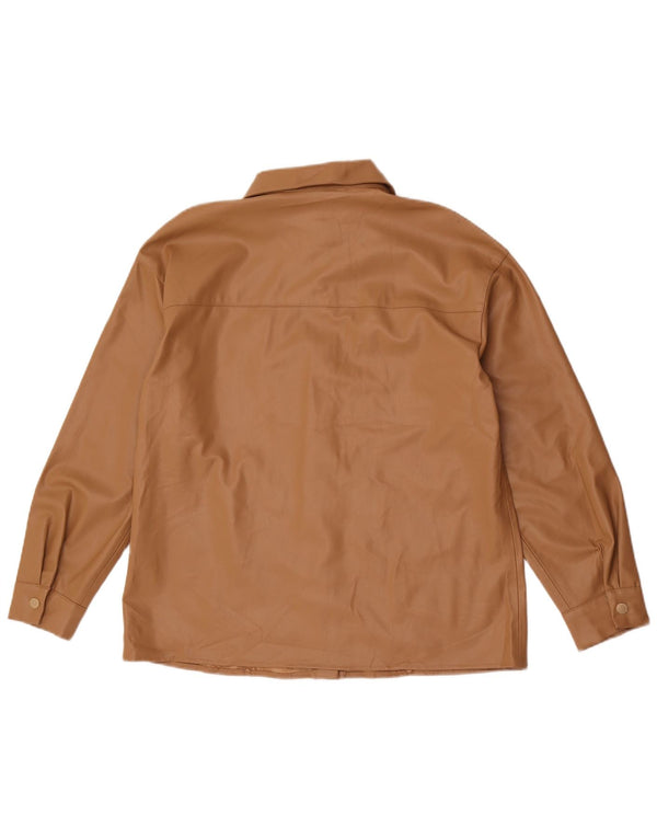 Übergroßes Overshirt-Hemd von Zara aus Kunstleder für Damen, Gr. 10, Größe S, Beige