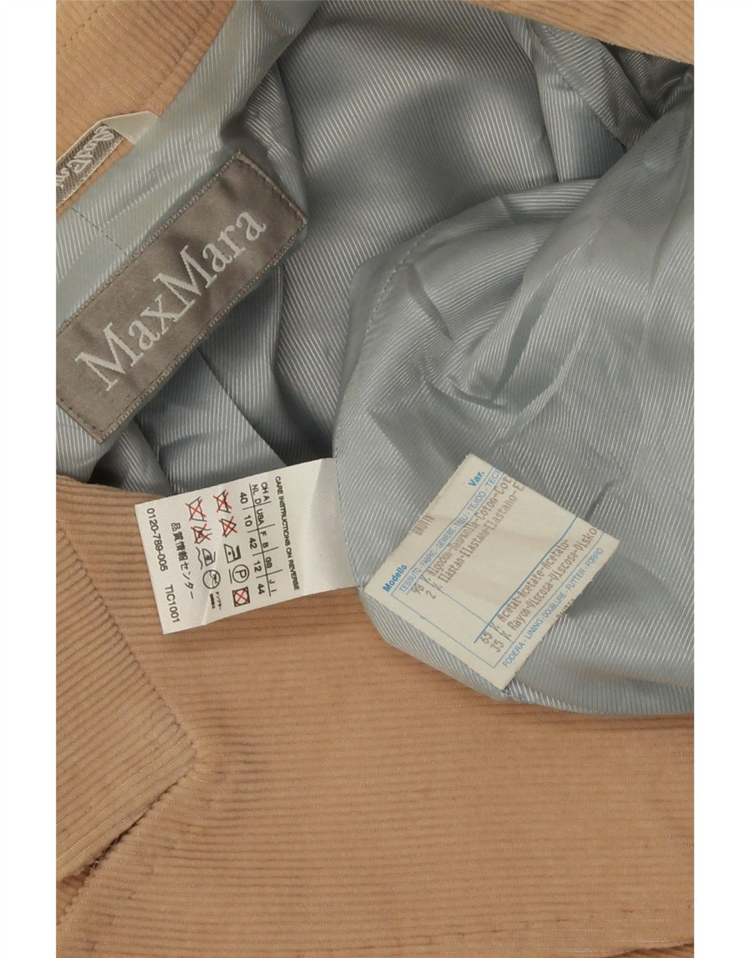 Max Mara Damen 1-Knopf-Blazer aus Cord, UK 12, mittelbeige Baumwolle