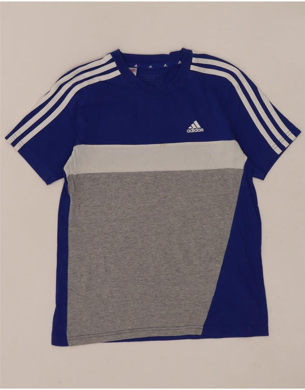 Adidas T-Shirt für Jungen, 11–12 Jahre, blaue Farbblock-Baumwolle