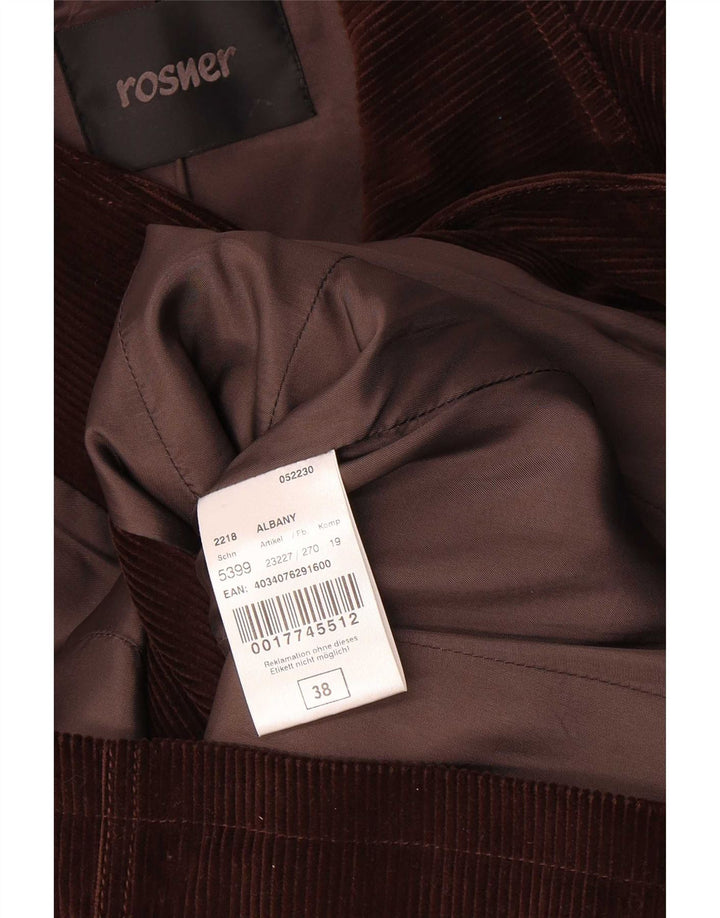 Rosner Damen Blazerjacke aus Cord mit 3 Knöpfen, EU 38, mittelbraun, Tencel