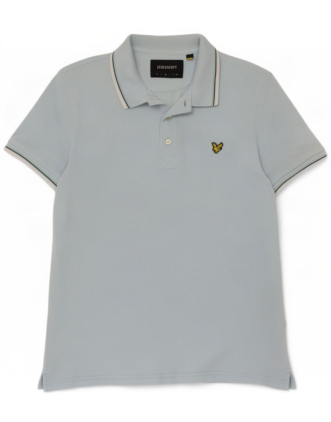 Lyle & Scott Herren-Poloshirt aus mittelblauer, gestreifter Baumwolle