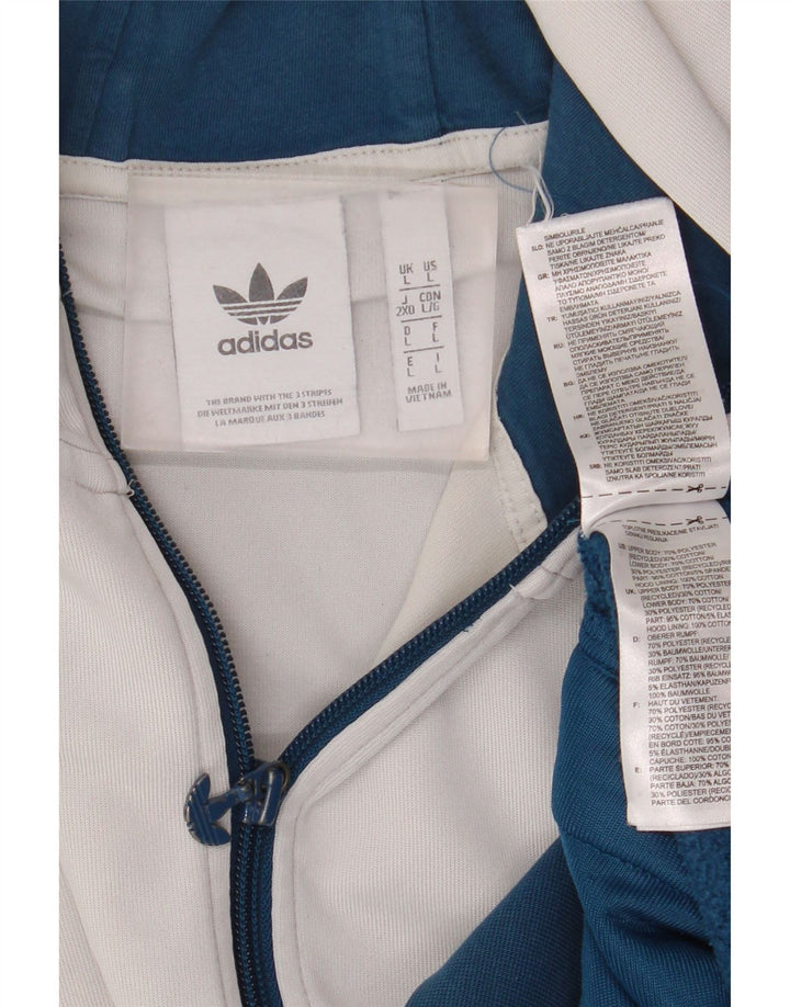 Adidas Herren-Kapuzenpullover mit Reißverschluss, groß, blaues Farbblock-Polyester