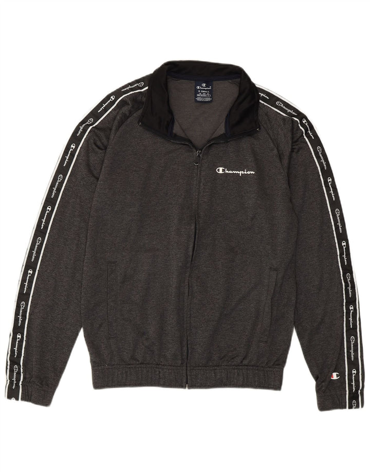 Champion Herren-Trainingsanzugoberteil mit Grafik, XS, graues Farbblock-Polyester