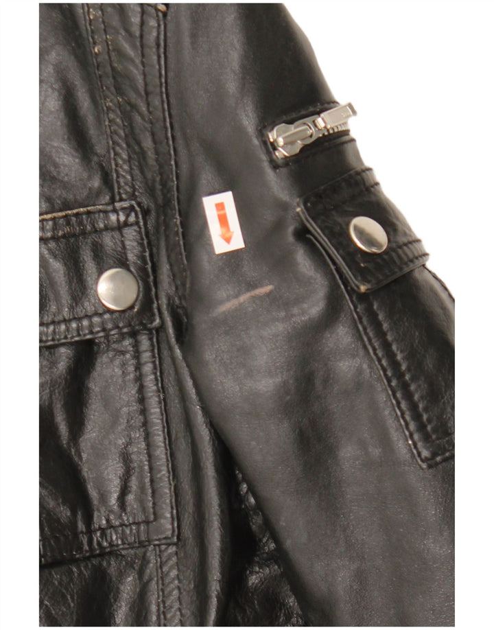Gipsy Damen Ledermantel UK 12 Medium Schwarz