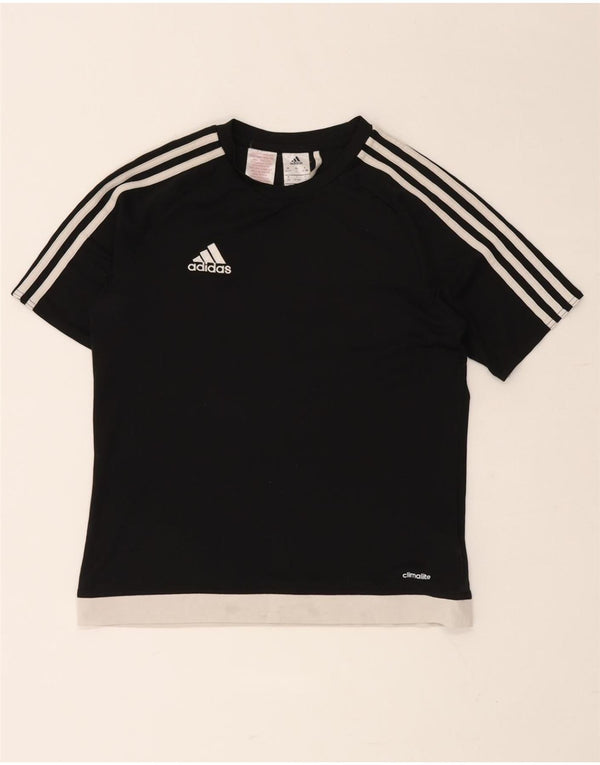 ADIDAS Climalite T-Shirt für Jungen, 13–14 Jahre, schwarzes Colourblock-Polyester