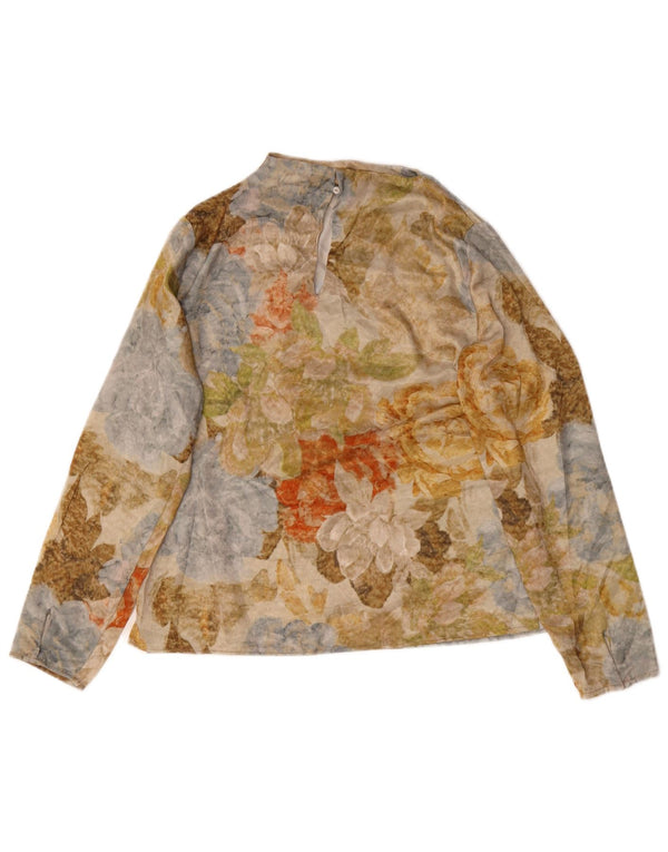 Zara Damen Top Langarm UK 10 Small Mehrfarbig Blumen Modern