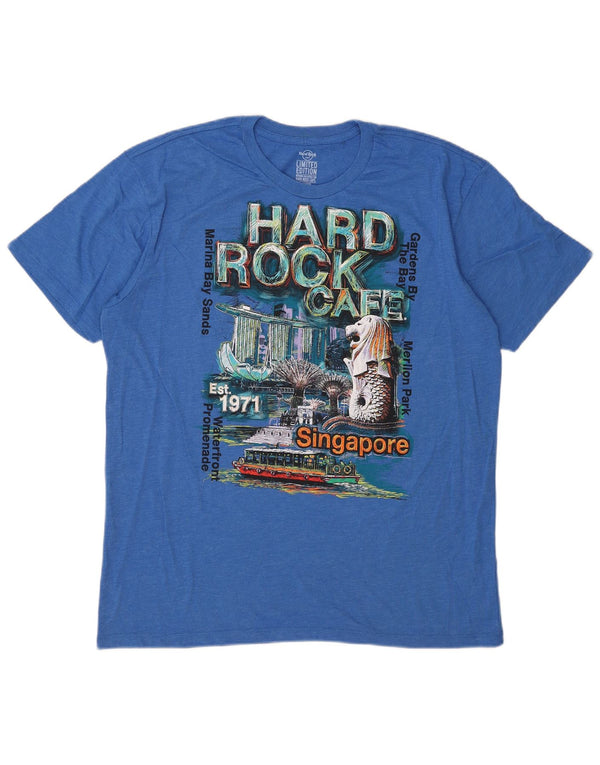 Hard Rock Cafe Herren Singapur Grafik T-Shirt Top XL Blau Baumwolle