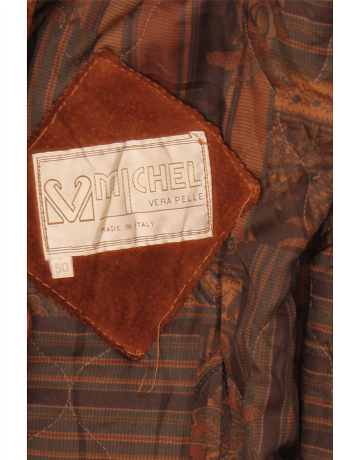 Michel Damen Übergroßer Wildledermantel IT 50 XL Braunes Leder