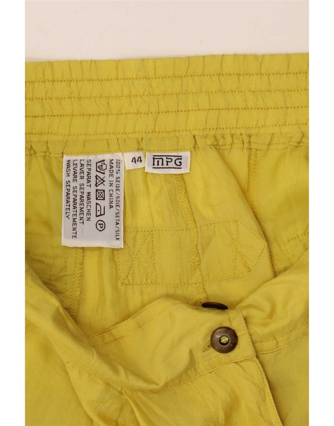 MPG Damen-Bermudashorts mit hoher Taille und Klammern, IT 44, mittelgroß, W29, gelbe Seide
