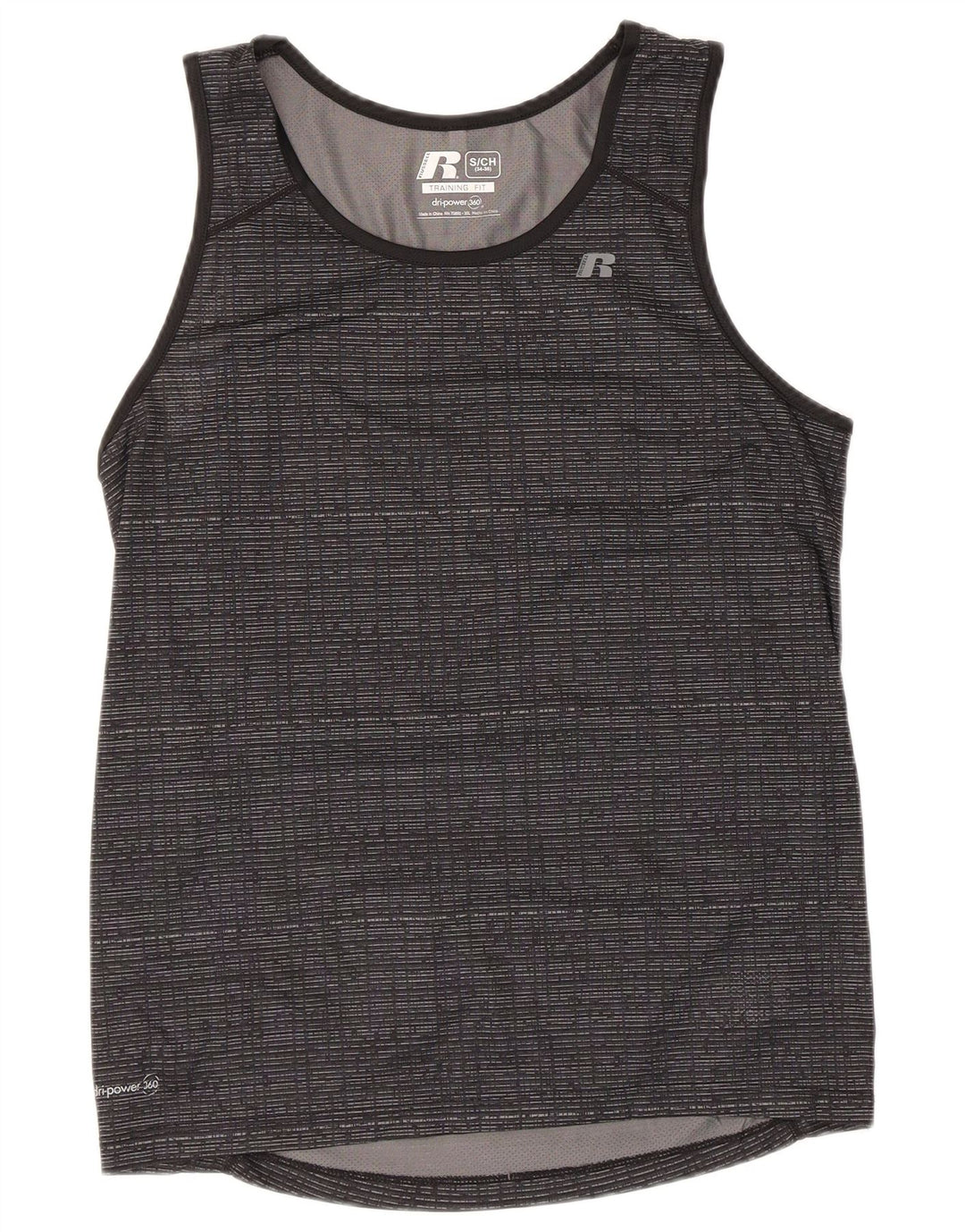 Russell Athletic Herren-Trägershirt, UK 34/36, kleines grau geflecktes Polyester
