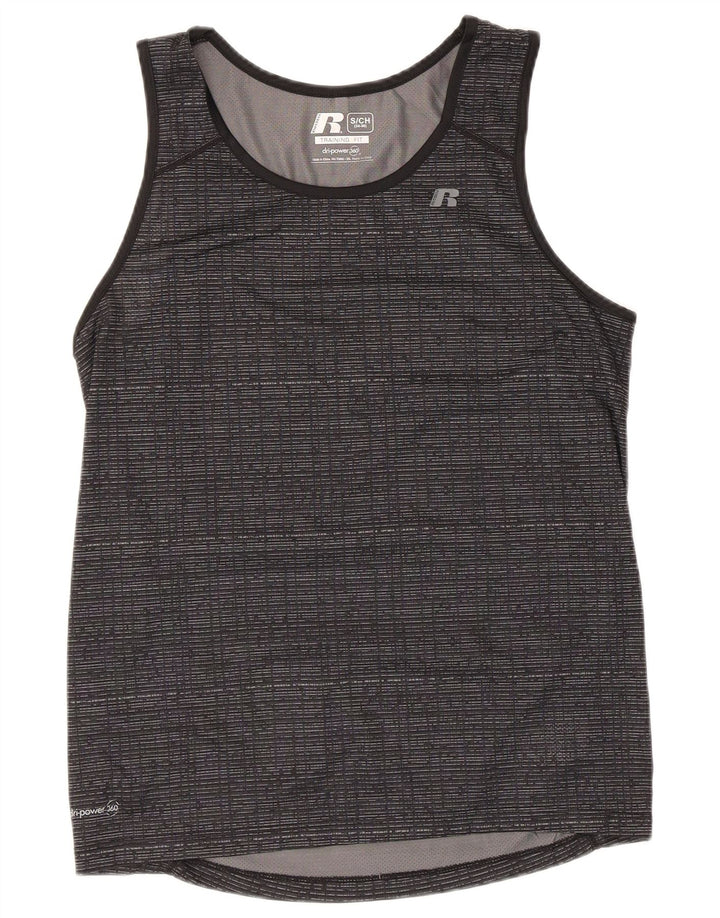 Russell Athletic Herren-Trägershirt, UK 34/36, kleines grau geflecktes Polyester